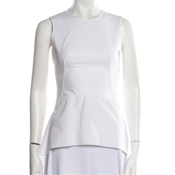 Alexander McQueen 2013 white Cotton Draped High Low Peplum crew neck Tank Top - Picture 2 of 14